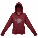 HARD ROCK CAFE Φούτερ Hoodie XS | Λεπτό Υφαντό | V-Neck | Μπορντό (Maroon)